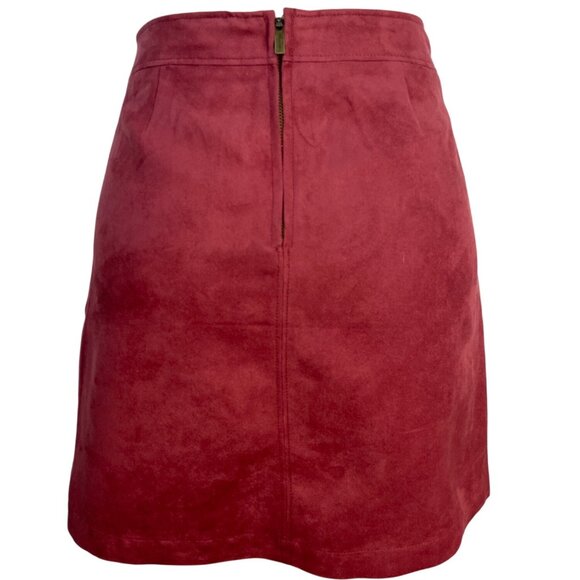 Sanctuary Womens Faux Suede Mini Skirt With Back Zipper & Pockets Burgundy Sz M - Picture 3 of 8